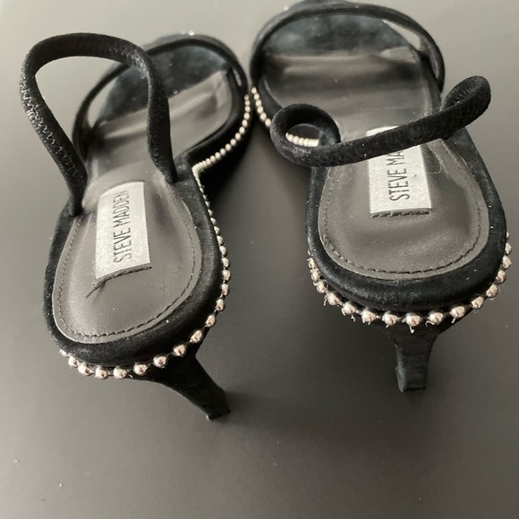 Steve Madden Sylvie High Heels Black Silver Studded Sling-backs Size 8.5 - Picture 8 of 12
